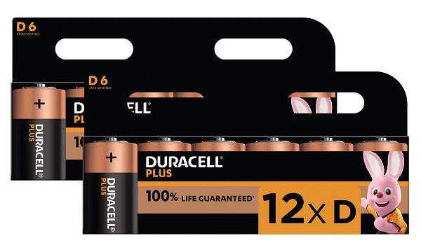 Duracell Plus Tamanho D (Embalagem de 12)