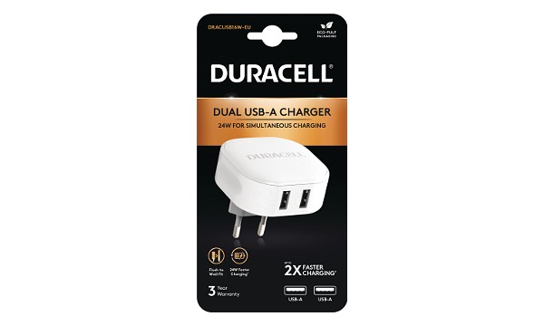 Carregador Duracell Dual USB-A de 24W